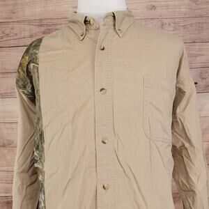 REDHEAD‎ LONG SLEEVE BEIGE KHAKI CAMO HEAVY BUTTON UP SHIRT MENS SIZE 2XLT TALL